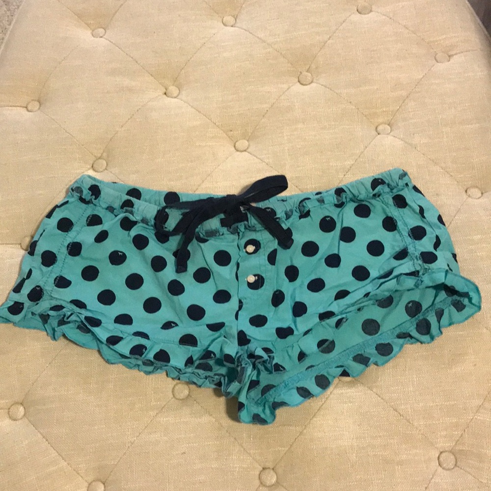 Blue polka dot pajama shorts